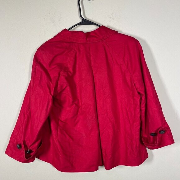 Talbots Petites Women's LS Red Linen Cotton Blazer Jacket 12P Large Button - Picture 6 of 6